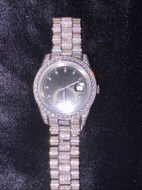 Silver Tone Crystal-Accented Wristwatch